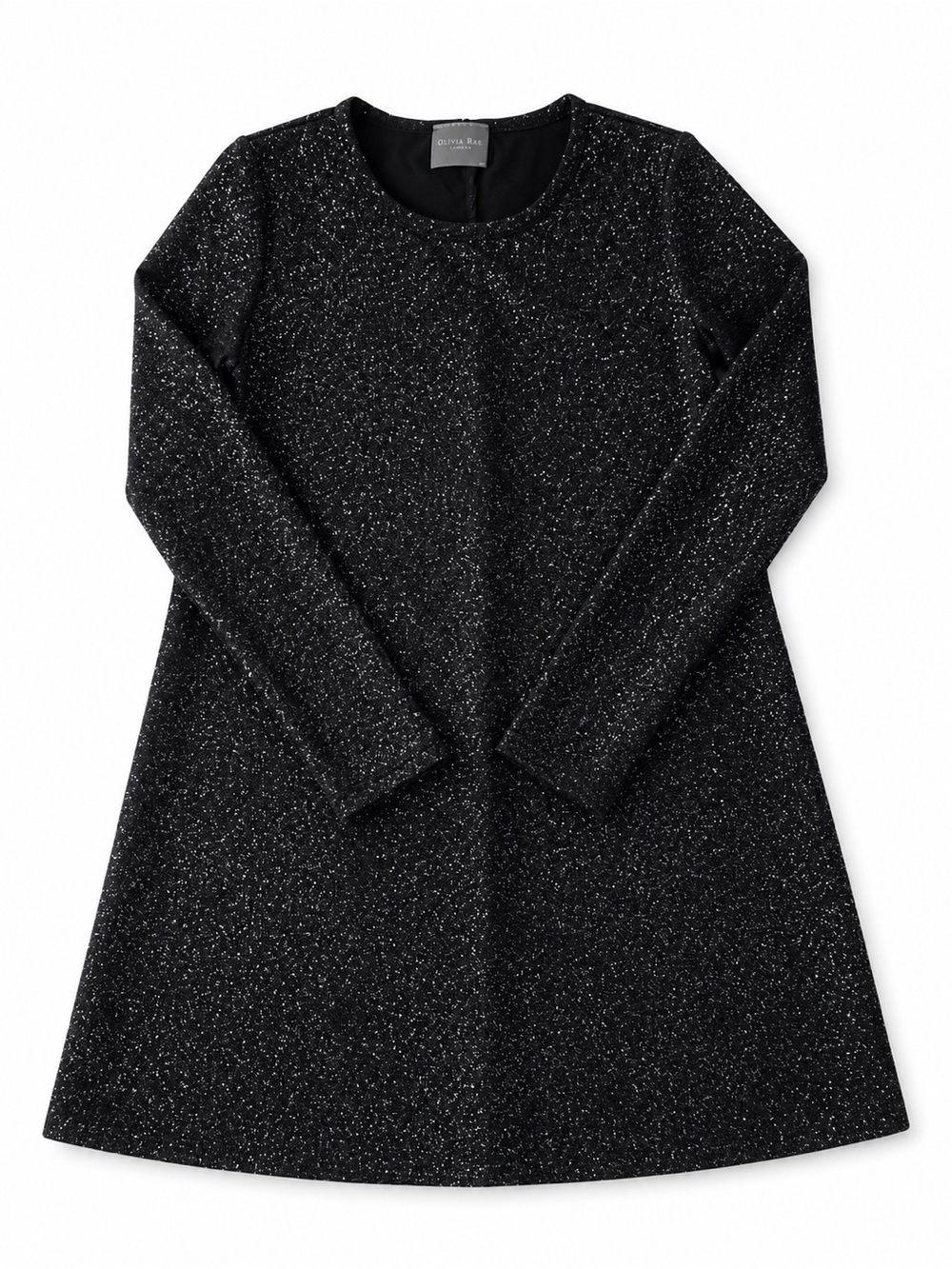 Olivia Rae Black Sparkle A-Line Long-Sleeve Dress